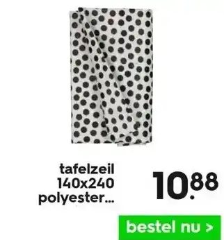 HEMA Tafelzeil 140x240 polyester - stippen wit/zwart aanbieding