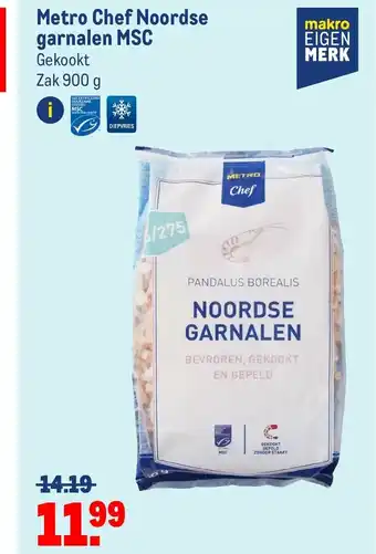 Makro Metro Chef Noordse garnalen MSC 900 gram aanbieding