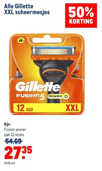 Makro Alle Gillette XXL scheermesjes 12 stuks aanbieding