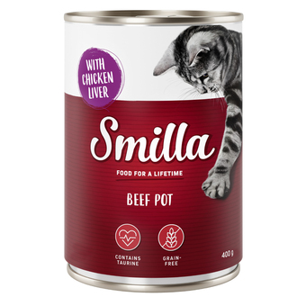 Zooplus 6x400g rundvleesstukjes met kippenlever smilla kattenvoer aanbieding