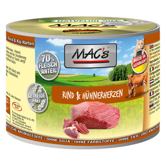 Zooplus 6x200g rund/kippenharten mac's kattenvoer aanbieding