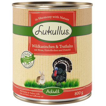 Zooplus 6x800g wild konijn & kalkoen lukullus hondenvoer aanbieding