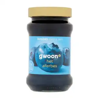 Coop G'woon extra jam bosbessen aanbieding