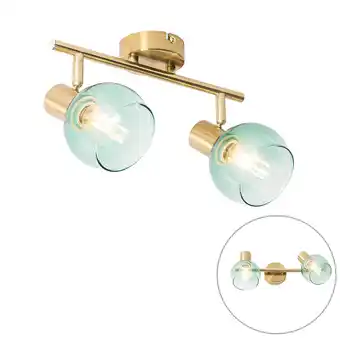 Lampenlicht.nl Art deco spot goud met groen glas 2-lichts - vidro aanbieding