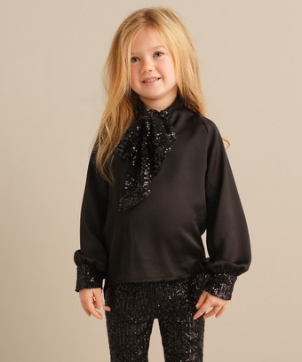 terStal Meisjes blouse met pailletten zwart in maat aanbieding