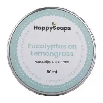 Vitamins Happysoaps deo natural eucalyptus en lemongrass 50 gram aanbieding