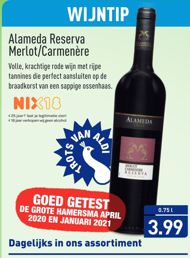 Alameda reserva merlot/carmenère aanbieding bij ALDI