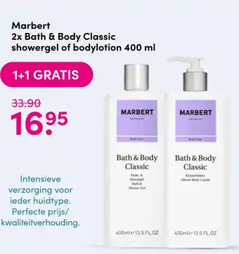 DA Marbert 2x bath & body classic showergel of bodylotion 400 ml aanbieding