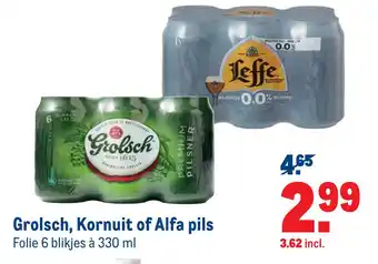 Makro Grolsch, kornuit of alfa pils 330 ml aanbieding