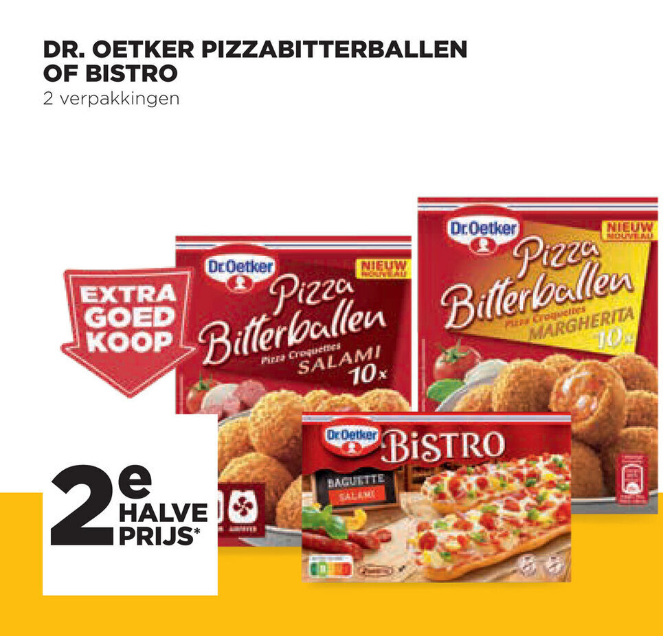 Dr. oetker pizzabitterballen of bistro aanbieding bij Jumbo