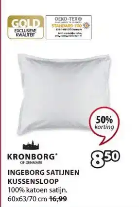 Jysk Kronborg* of denmark ingeborg satijnen kussensloop aanbieding