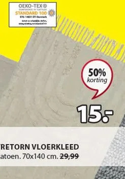 Jysk Tretorn vloerkleed aanbieding