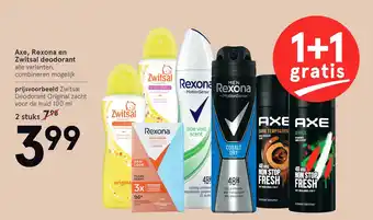 Etos Axe, rexona en zwitsal deodorant 100ml aanbieding