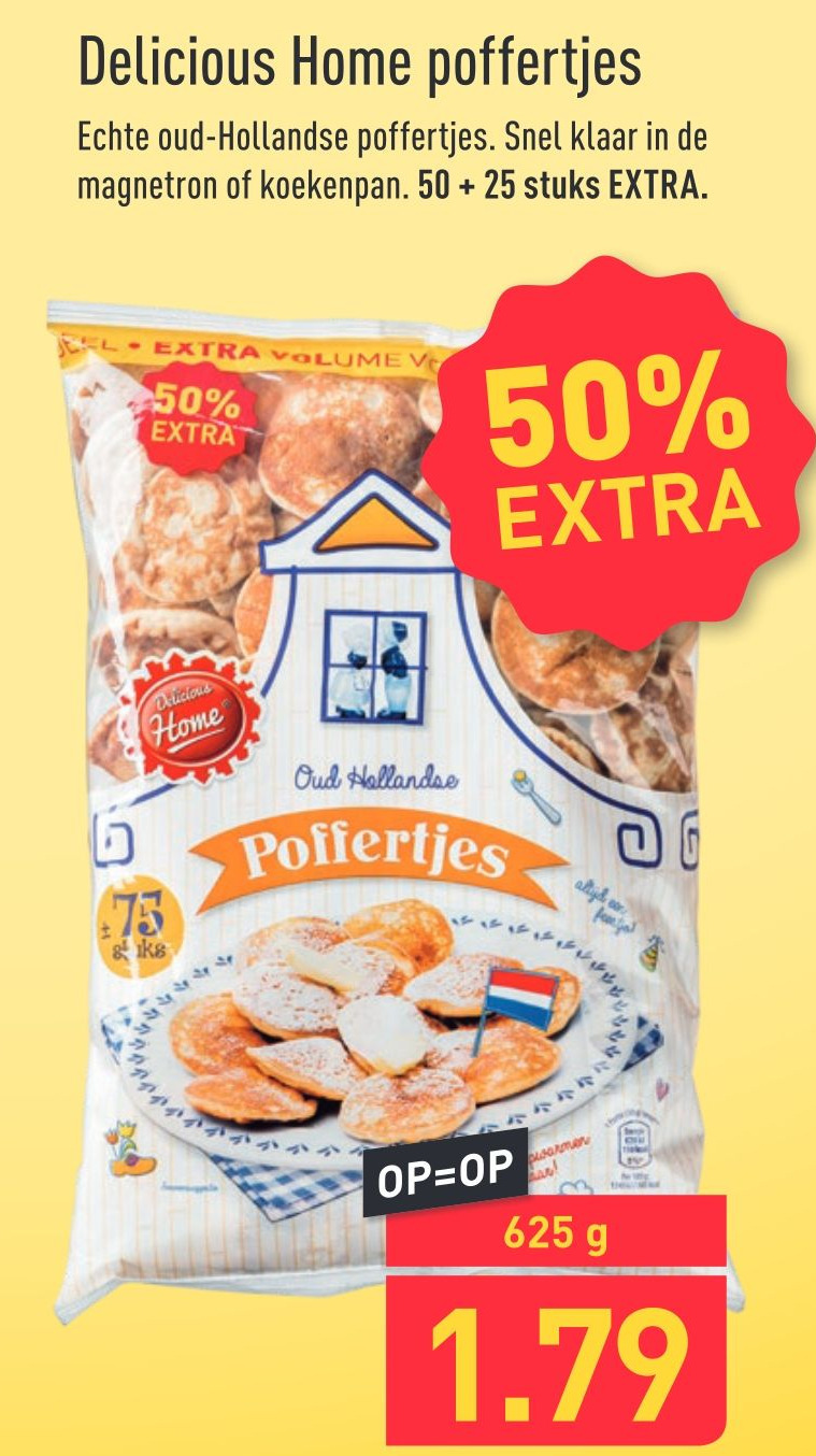 Delicious home poffertjes 625gram aanbieding bij ALDI