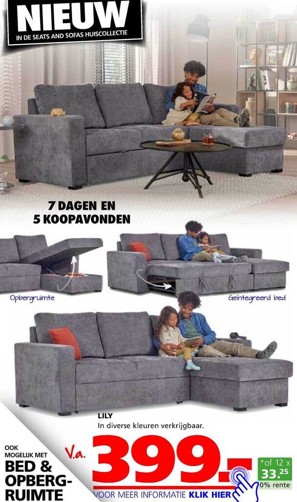 Lily hoekbank aanbieding bij Seats and Sofas