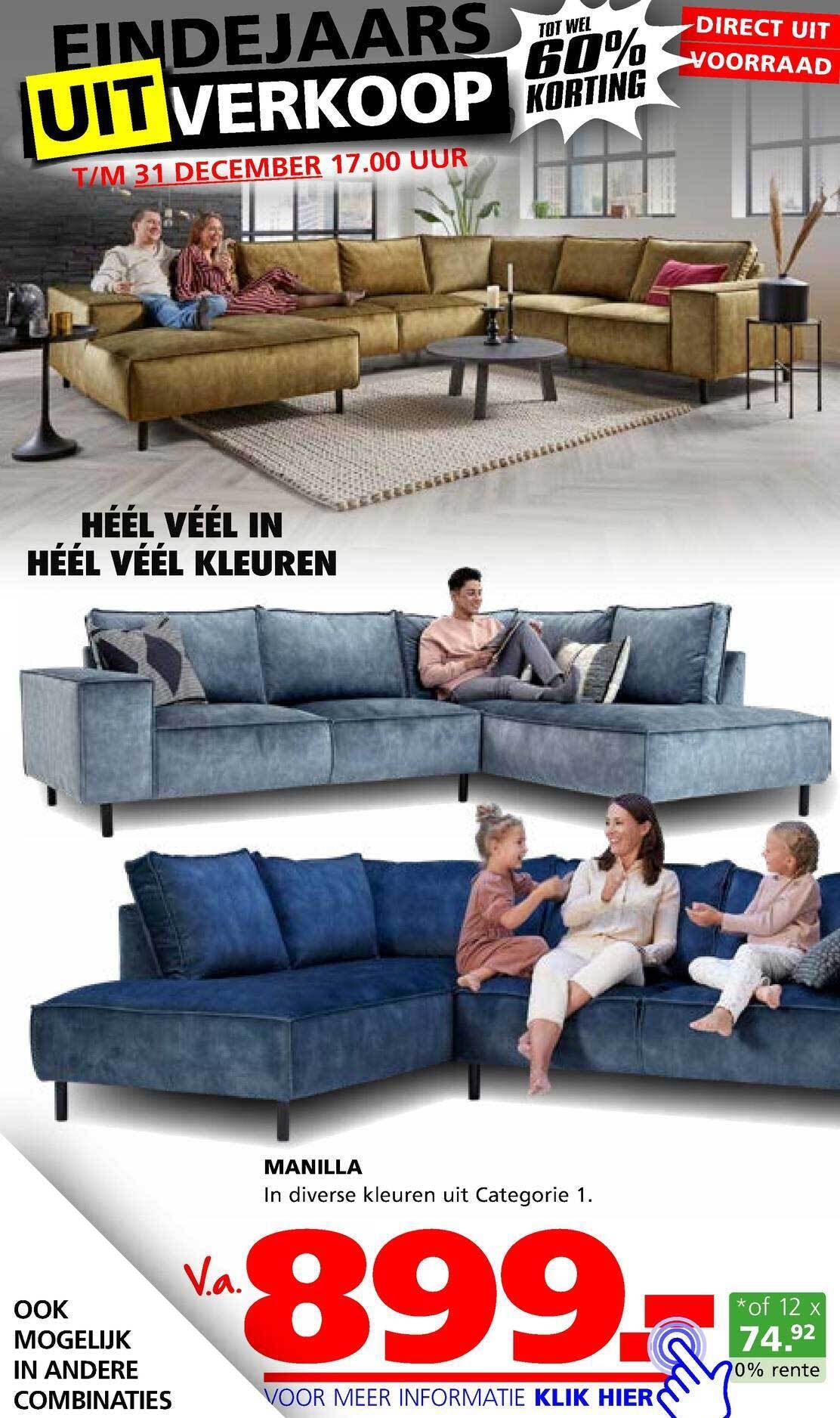 Manilla hoekbank aanbieding bij Seats and Sofas
