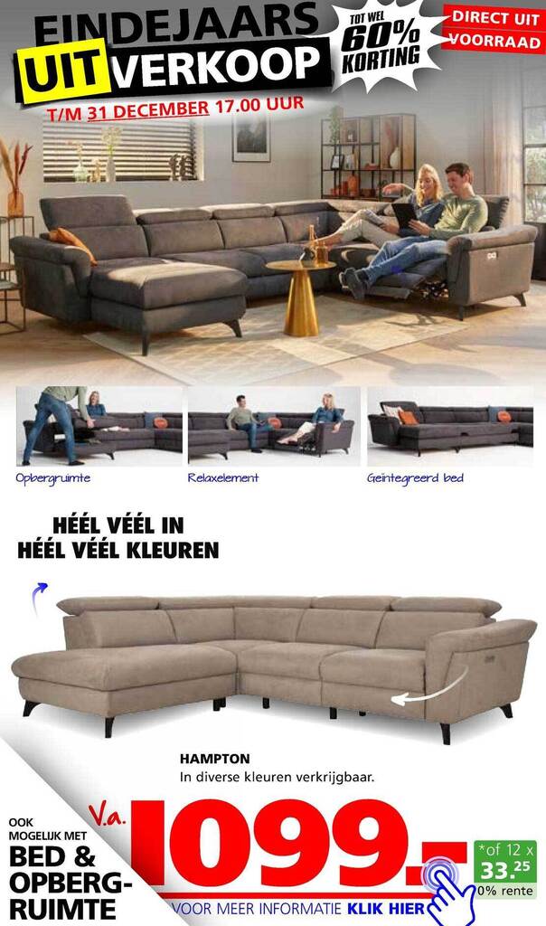 Hampton hoekbank aanbieding bij Seats and Sofas