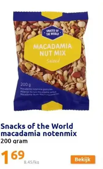 Action Snacks of the world macadamia notenmix aanbieding