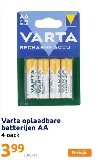 Action Varta oplaadbare batterijen aa aanbieding