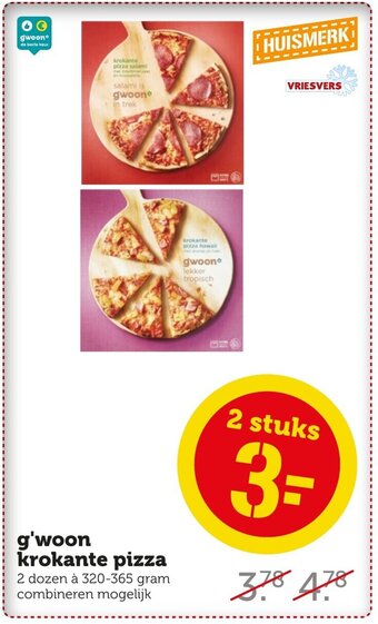Coop G'woon krokante pizza aanbieding