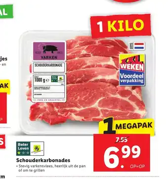 Lidl Schouderkarbonades 1 kilo aanbieding