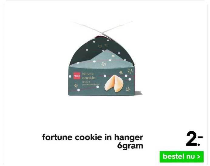 Fortune cookie in hanger 6gram aanbieding bij HEMA