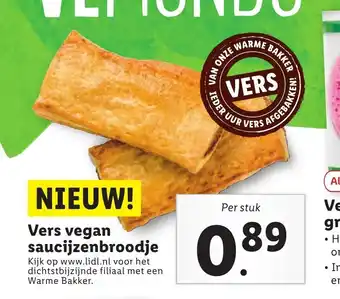 Lidl Vers vegan saucijzenbroodje per stuk aanbieding