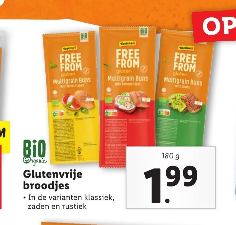 Glutenvrije broodjes 180 g aanbieding bij Lidl