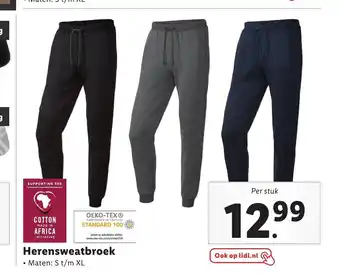 Lidl Herensweatbroek maten: S t/m XL aanbieding