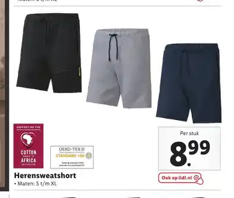 Lidl Herensweatshort maten: S t/m XL aanbieding