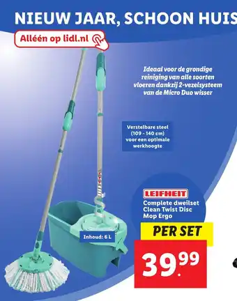 Lidl Leifheit Complete dweilset Clean Twist Disc Mop Ergo aanbieding