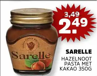 Sahan Supermarkten Sarelle hazelnoot pasta met kakao 350g aanbieding