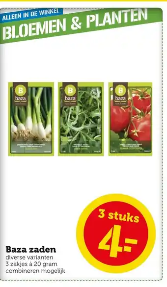 Coop Baza zaden 3 zakjes a 20 gram aanbieding