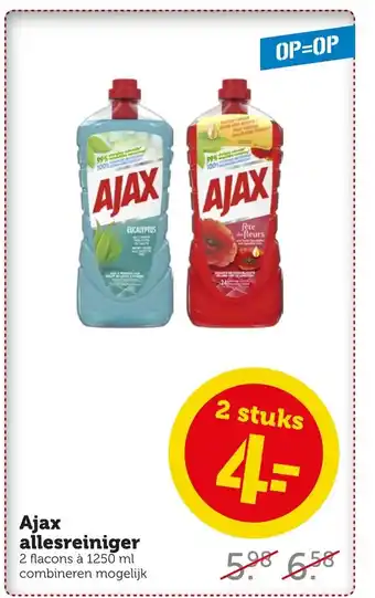 Coop Ajax allesreiniger 2flacons 1250ml aanbieding