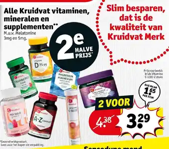 Kruidvat Alle kruidvat vitaminen mineralen en supplementen 3mg en 5mg aanbieding