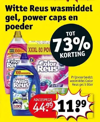 Kruidvat Witte reus wasmiddel gel 5liter , power caps en poeder aanbieding