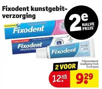 Kruidvat Fixodent kunstgebitverzorging 2 x 47gram aanbieding