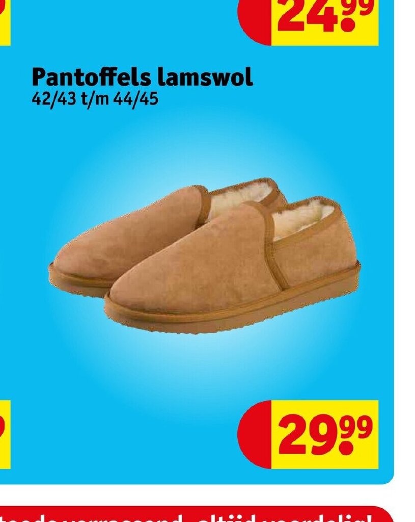 Lederen huisschoen Pantoffel dames en heren gevoerd met lamswol maat 42