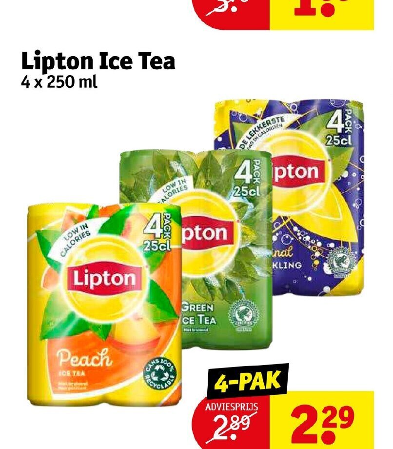 Lipton Ice Tea 4x250 ml aanbieding bij Kruidvat