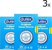 Bol.com Durex condooms classic natural - 3 x 20 stuks -... aanbieding