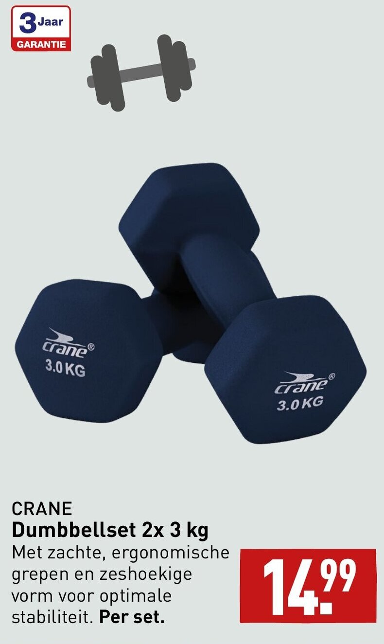 Crane dumbbellset 2x 3 kg aanbieding bij ALDI