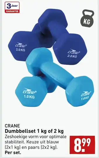 ALDI Crane dumbbellset 1kg of 2 kg aanbieding