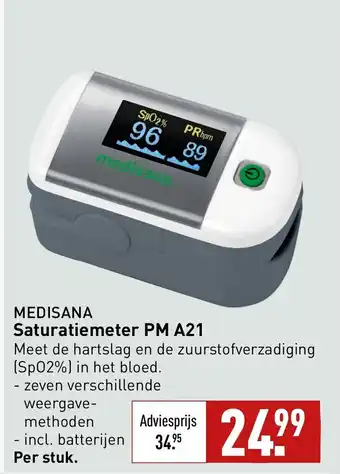 ALDI Medisana saturatiemeter PM A21 aanbieding