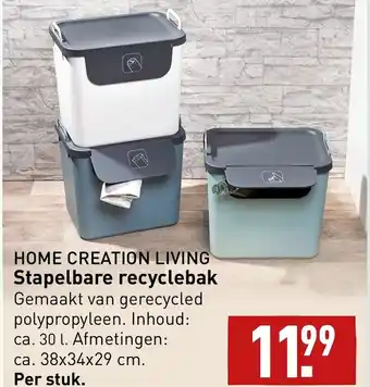 ALDI Home creation living stapelbare recyclebak aanbieding