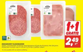 Dekamarkt Dekamarkt vleeswaren 150g 1+1 gratis aanbieding