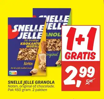 Dekamarkt Snelle jelle granola 450g 1+1 gratis aanbieding