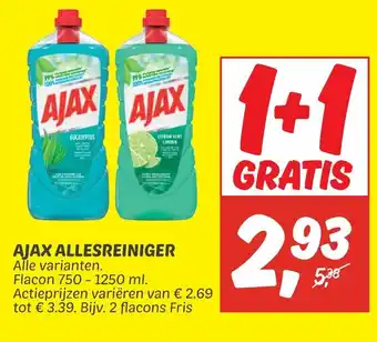 Dekamarkt Ajax allesreiniger 750-1250ml 1+1 gratis aanbieding