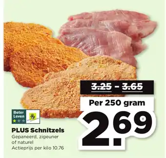 PLUS Schnitzels 250 gram aanbieding