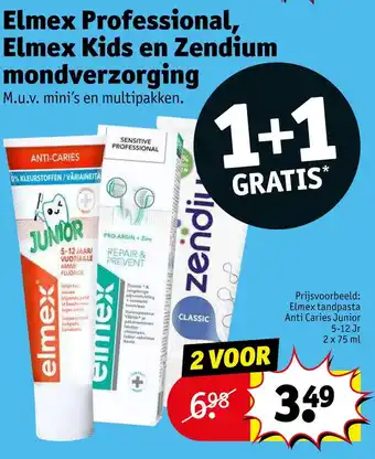 Kruidvat Elmex professional, elmex kids en zendium mondverzorging aanbieding