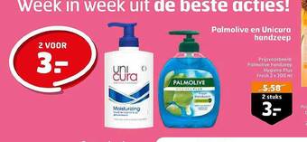 Trekpleister Palmolive en unicura handzeep aanbieding
